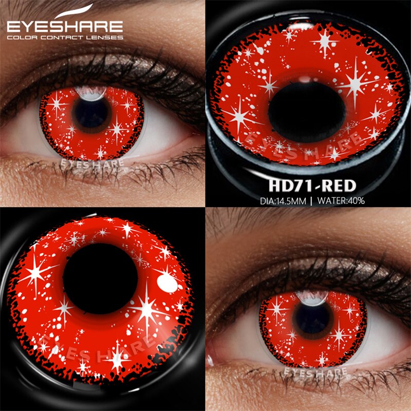 EYESHARE 2pcs Color Contact Lenses for Eyes Anime Cosplay Lenses Red Eye Contact  Beauty Makeup Yearly Pupils Halloween 14.5mm