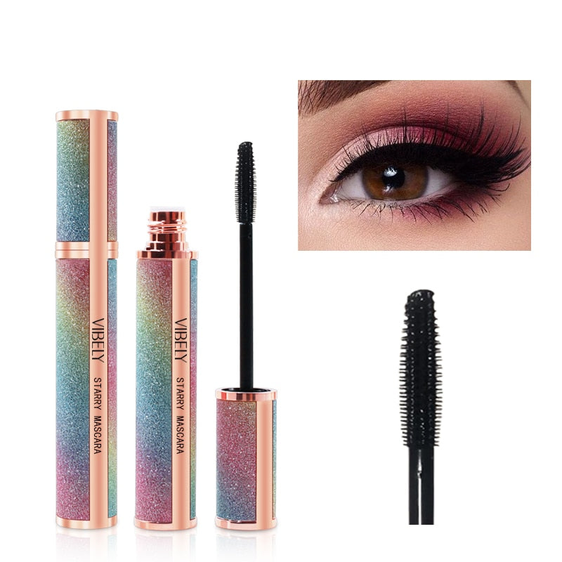 VIBELY Starry Sky 4D Silk Fiber Lashes Mascara Waterproof No Smudge Rimmel Lengthens Eyelashes Growth Fast Dry Mascara Cosmetics