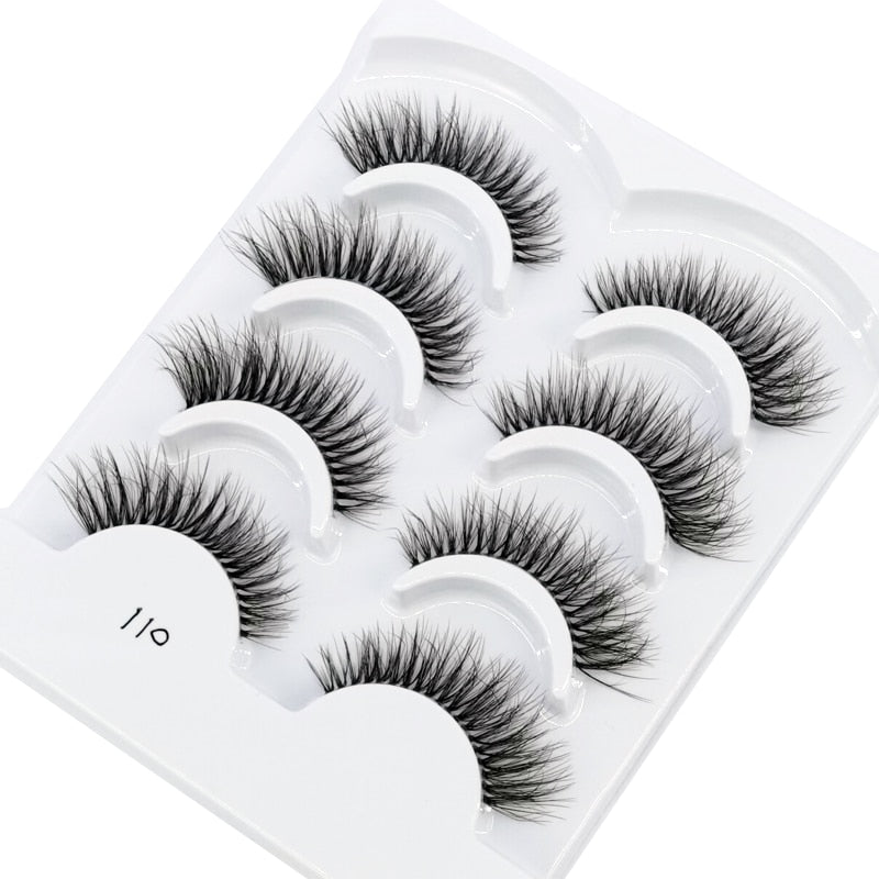 4 Pairs Transparent Stem 3D Faux Mink Lashes Natural short Full Strip Lashes Clear Band Soft Light Natural Eyelashes Extension