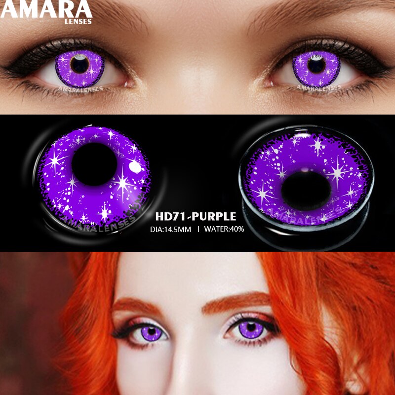 AMARA Anime Cosplay Color Contact Lenses For Eyes 2pcs Colored Lenses Blue Purple Halloween Lenses Beauty Makeup Contact Lens