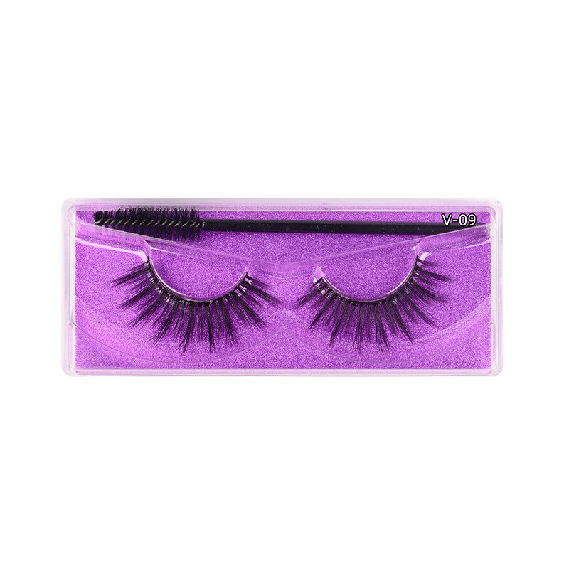 1 Pair Thick False Eyelashes with Brush Set 3D Natural Slender Eyelashes Reusable Fluffy Eye Lashes Makeup for Party