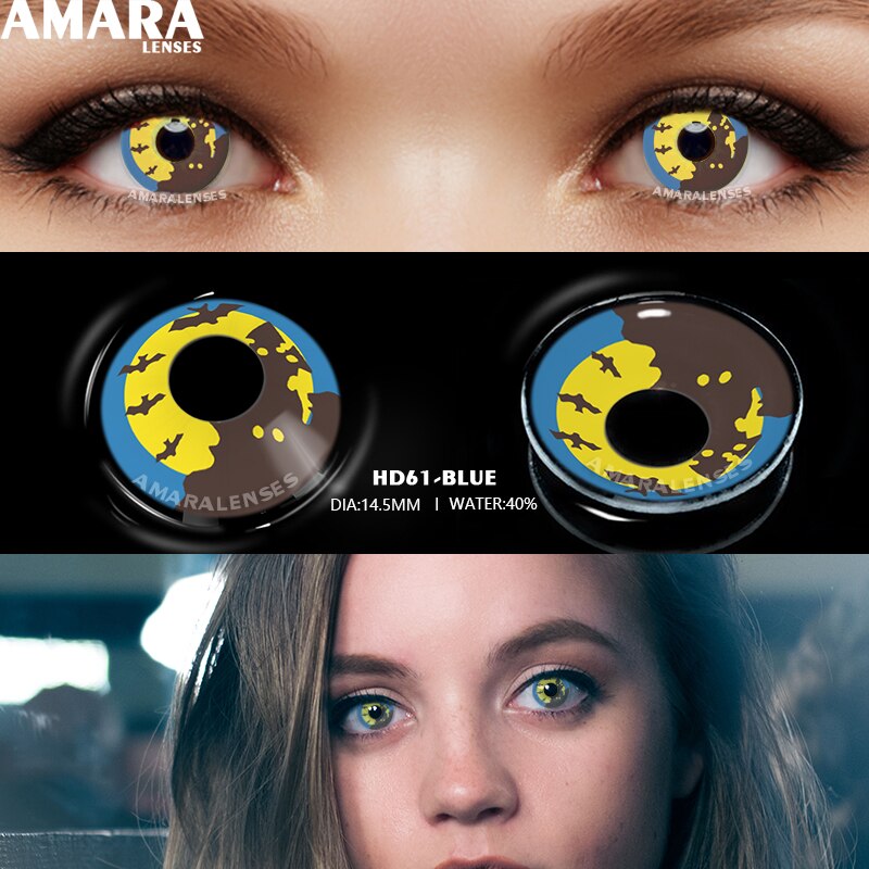 AMARA Anime Cosplay Color Contact Lenses For Eyes 2pcs Colored Lenses Blue Purple Halloween Lenses Beauty Makeup Contact Lens