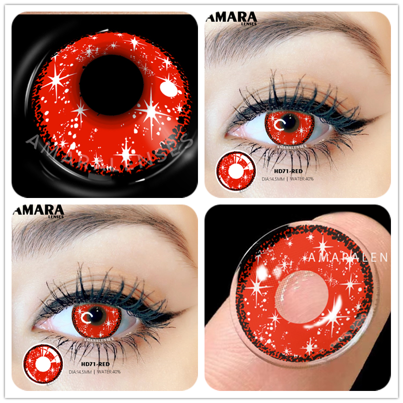 AMARA Color Contact Lenses For Eyes 2pcs Anime Cosplay Colored Lenses Blue Crazy Halloween Lenses Contact Lens Beauty Makeup