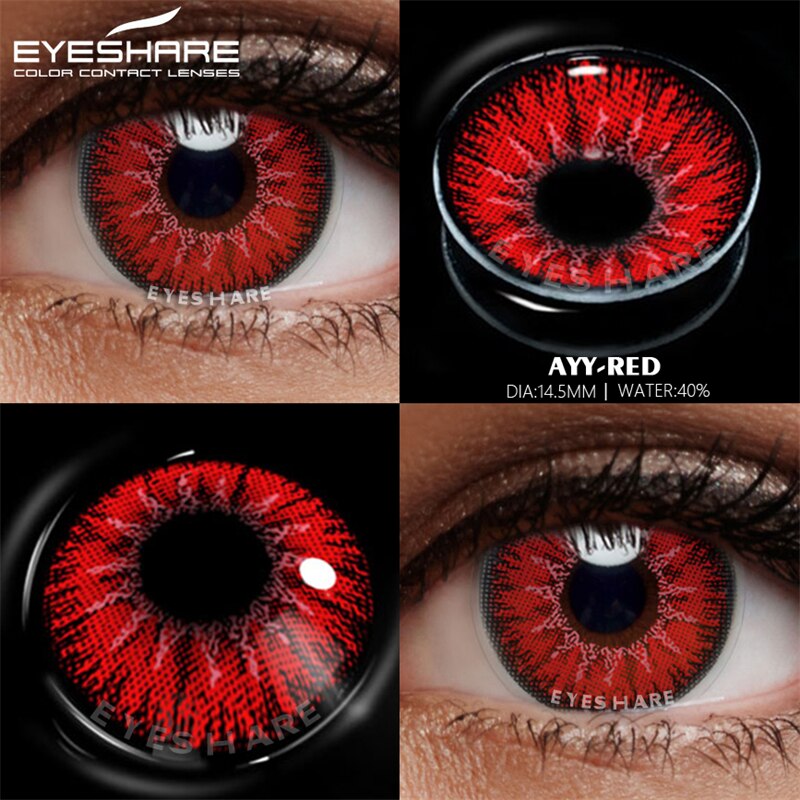 EYESHARE 2pcs Color Contact Lenses for Eyes Anime Cosplay Lenses Red Eye Contact  Beauty Makeup Yearly Pupils Halloween 14.5mm