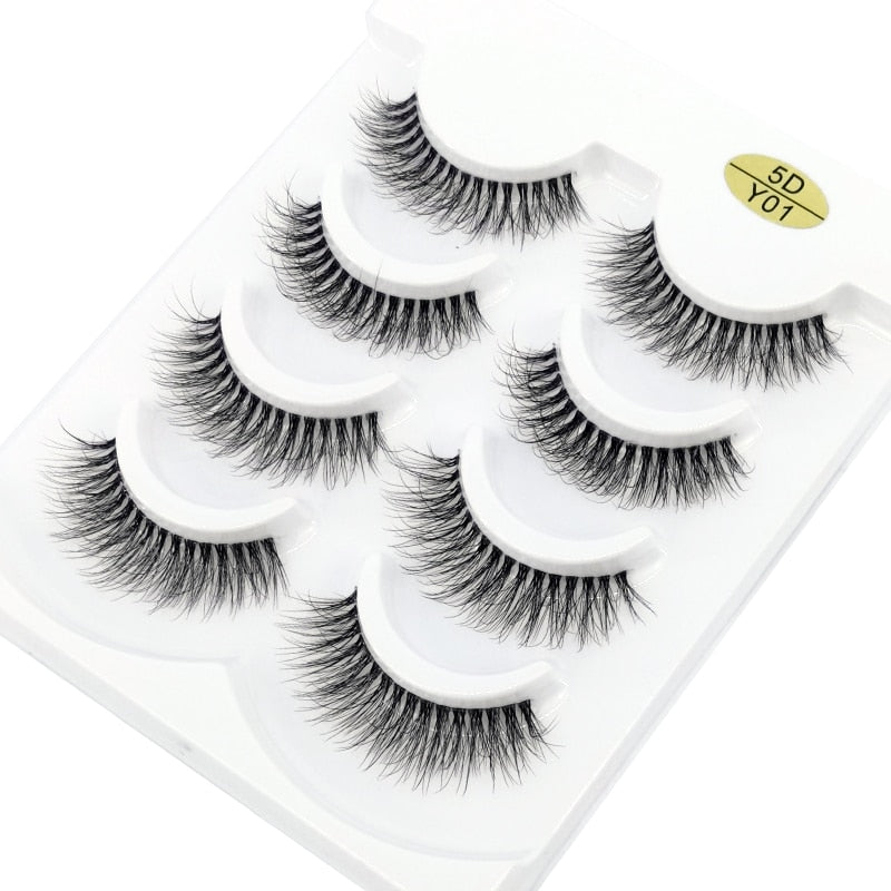 4 Pairs Transparent Stem 3D Faux Mink Lashes Natural short Full Strip Lashes Clear Band Soft Light Natural Eyelashes Extension