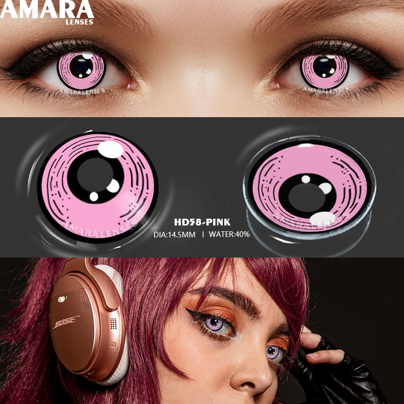 AMARA Anime Cosplay Color Contact Lenses For Eyes 2pcs Colored Lenses Blue Purple Halloween Lenses Beauty Makeup Contact Lens