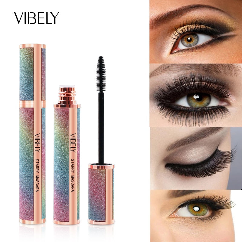 VIBELY Starry Sky 4D Silk Fiber Lashes Mascara Waterproof No Smudge Rimmel Lengthens Eyelashes Growth Fast Dry Mascara Cosmetics