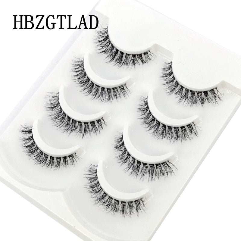 4 Pairs Transparent Stem 3D Faux Mink Lashes Natural short Full Strip Lashes Clear Band Soft Light Natural Eyelashes Extension