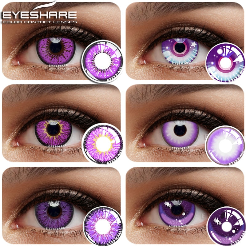 EYESHARE Cosplay Color Contact Lenses for Eyes Beauty Makeup Halloween Blue Purple Contact Lenses Eye Cosmetic Color Lens Eyes