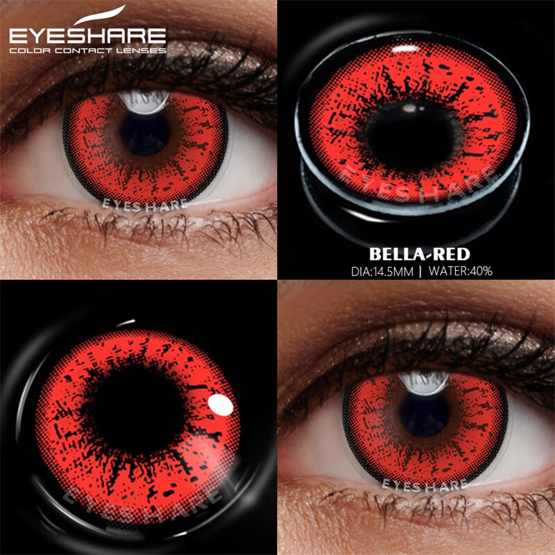 EYESHARE 2pcs Color Contact Lenses for Eyes Anime Cosplay Lenses Red Eye Contact  Beauty Makeup Yearly Pupils Halloween 14.5mm