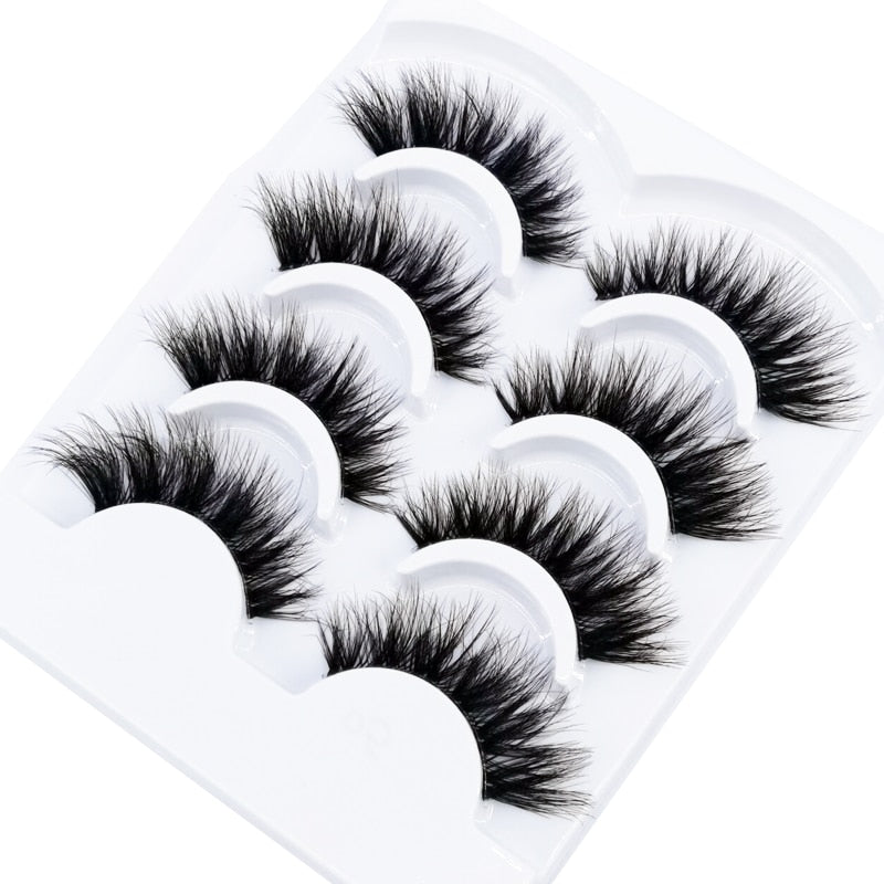 4 Pairs Transparent Stem 3D Faux Mink Lashes Natural short Full Strip Lashes Clear Band Soft Light Natural Eyelashes Extension