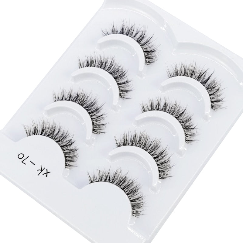 4 Pairs Transparent Stem 3D Faux Mink Lashes Natural short Full Strip Lashes Clear Band Soft Light Natural Eyelashes Extension