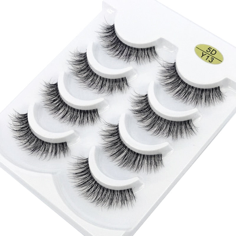 4 Pairs Transparent Stem 3D Faux Mink Lashes Natural short Full Strip Lashes Clear Band Soft Light Natural Eyelashes Extension