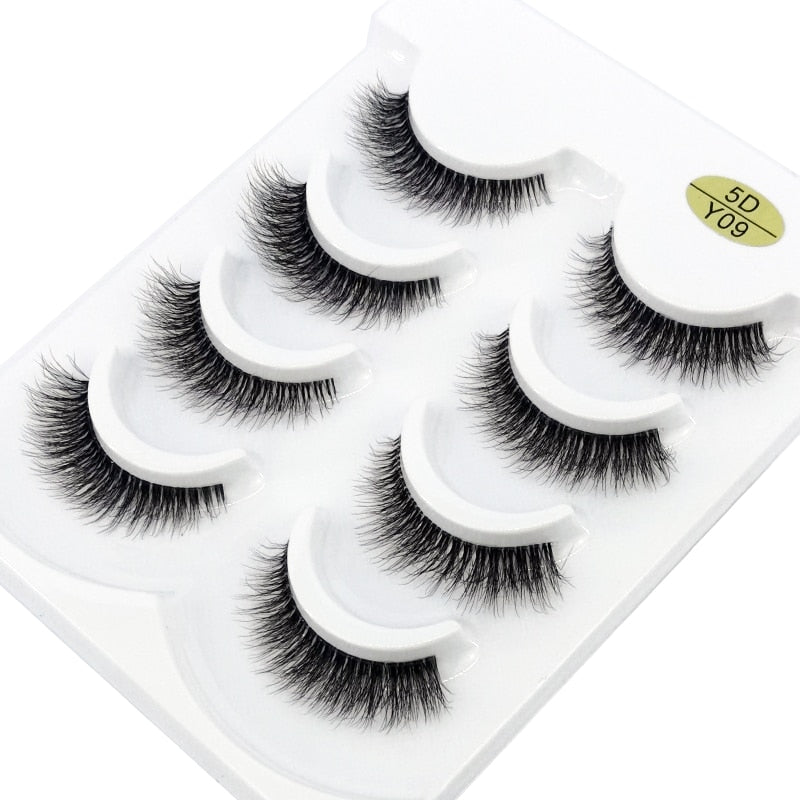 4 Pairs Transparent Stem 3D Faux Mink Lashes Natural short Full Strip Lashes Clear Band Soft Light Natural Eyelashes Extension