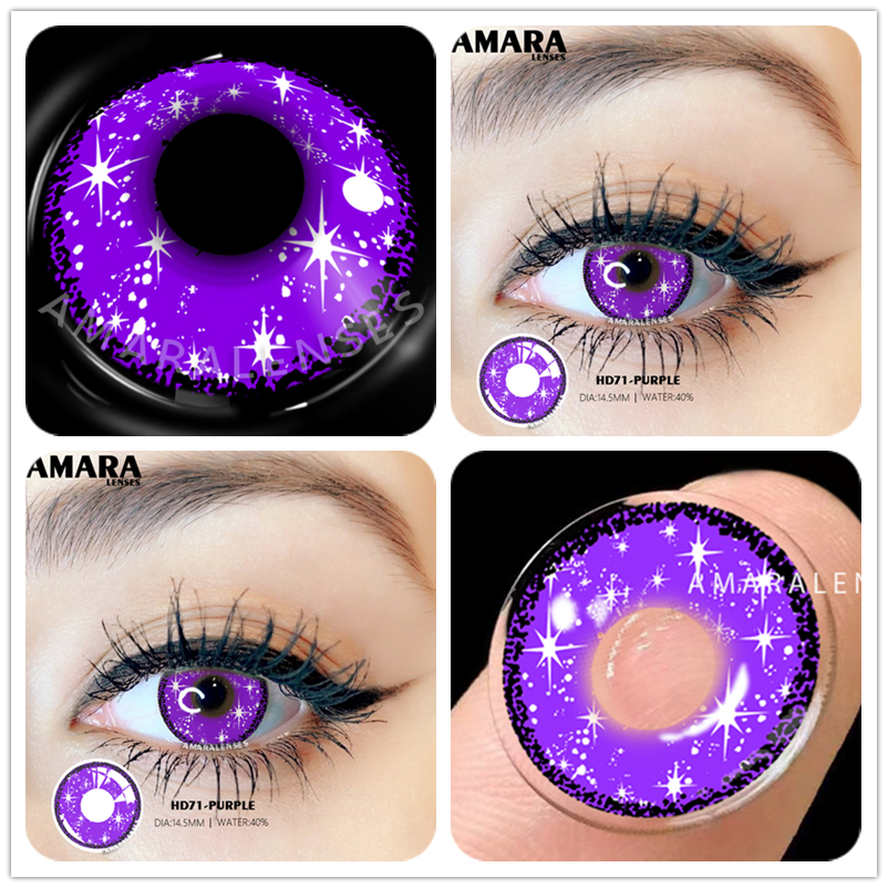 AMARA Color Contact Lenses For Eyes 2pcs Anime Cosplay Colored Lenses Blue Crazy Halloween Lenses Contact Lens Beauty Makeup