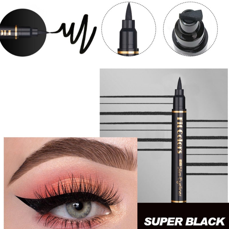 2 In1 Eyeliner Stamp Double-Headed Seal Liquid Pencil Waterproof Lasting Support Tattoo Triangle Seal Eye Liner Eye Makeup Tool