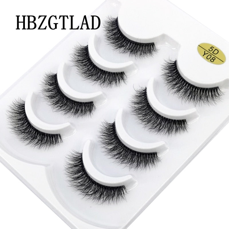 4 Pairs Transparent Stem 3D Faux Mink Lashes Natural short Full Strip Lashes Clear Band Soft Light Natural Eyelashes Extension