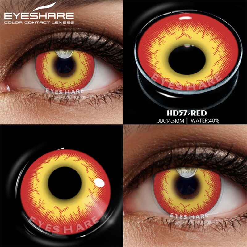 EYESHARE 2pcs Color Contact Lenses for Eyes Anime Cosplay Lenses Red Eye Contact  Beauty Makeup Yearly Pupils Halloween 14.5mm