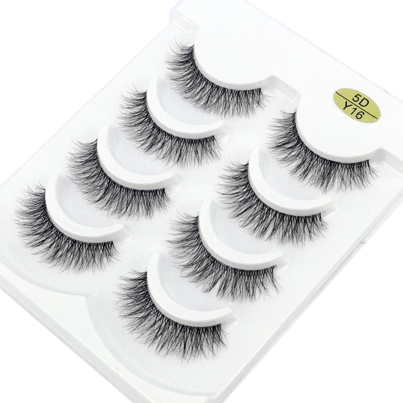 4 Pairs Transparent Stem 3D Faux Mink Lashes Natural short Full Strip Lashes Clear Band Soft Light Natural Eyelashes Extension