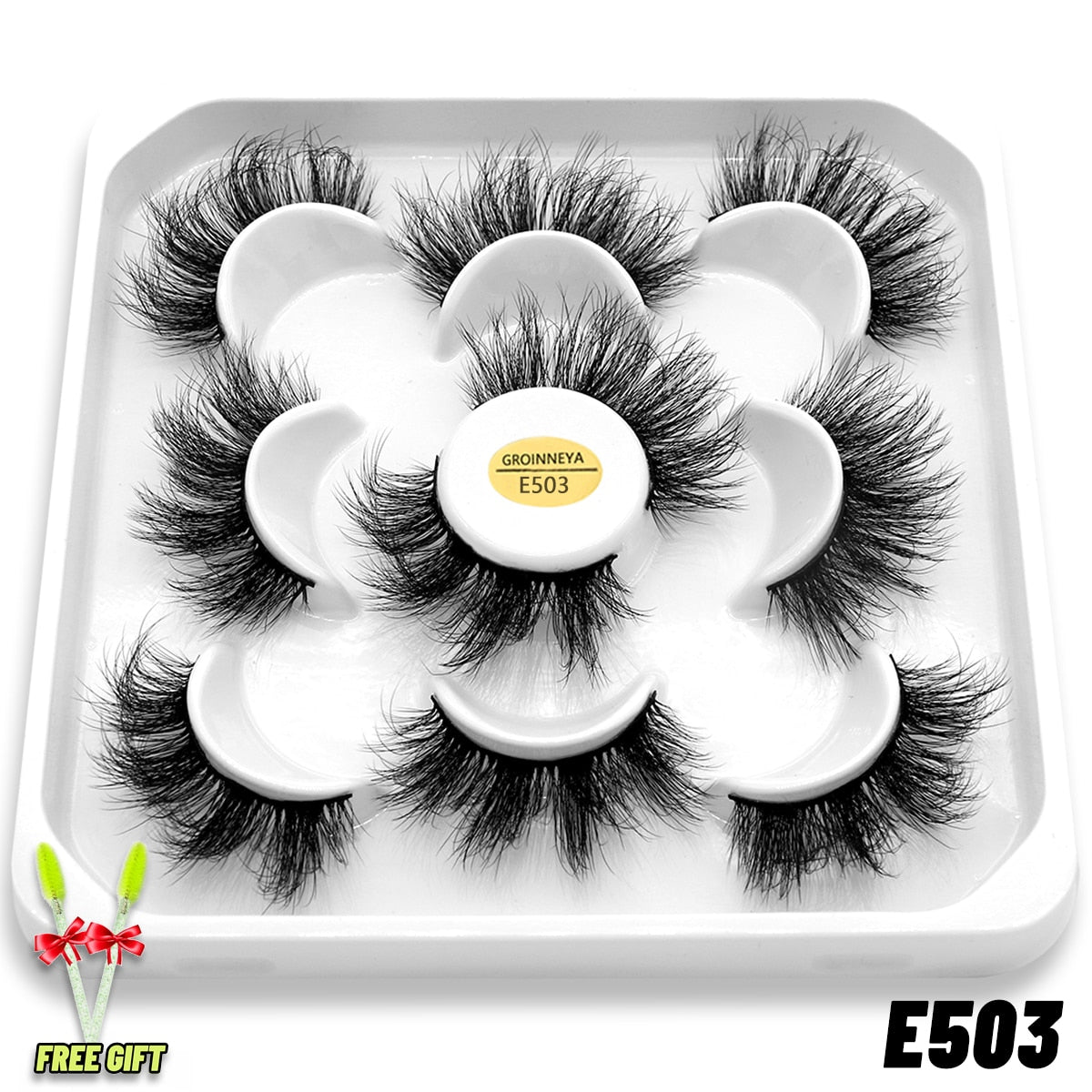 GROINNEYA Eyelashes 3D Mink Lashes Fluffy Soft Wispy Natural Cross Eyelash Extension Reusable Lashes Mink False Eyelashes Makeup