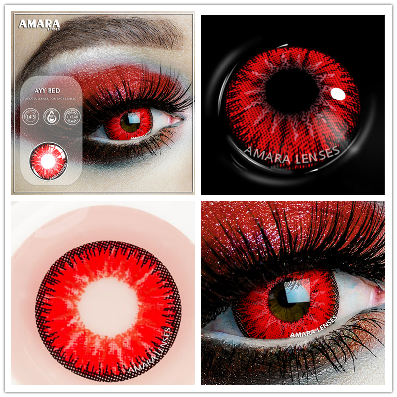 AMARA Color Contact Lenses For Eyes 2pcs Anime Cosplay Colored Lenses Blue Crazy Halloween Lenses Contact Lens Beauty Makeup