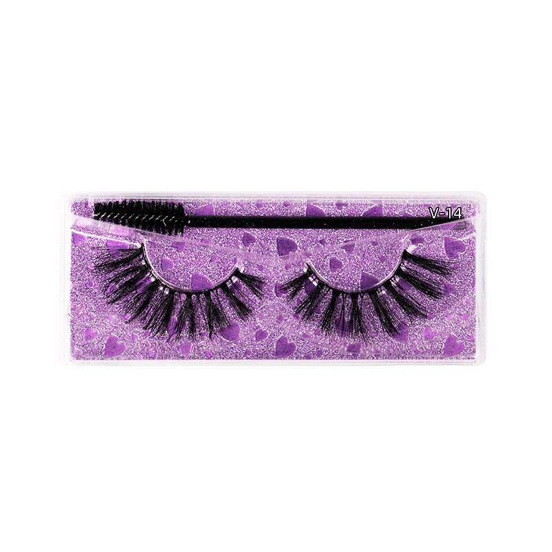 1 Pair Thick False Eyelashes with Brush Set 3D Natural Slender Eyelashes Reusable Fluffy Eye Lashes Makeup for Party