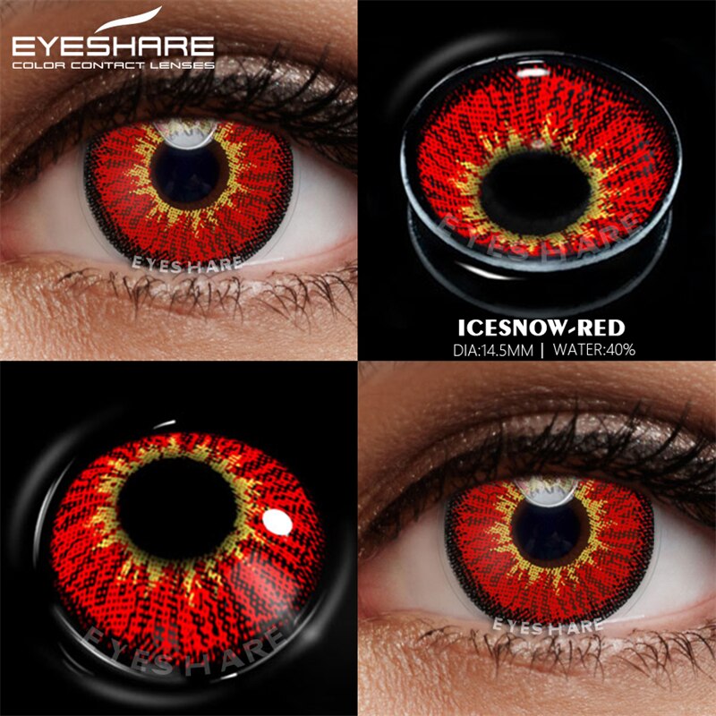 EYESHARE 2pcs Color Contact Lenses for Eyes Anime Cosplay Lenses Red Eye Contact  Beauty Makeup Yearly Pupils Halloween 14.5mm