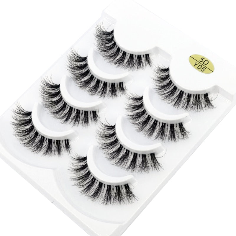 4 Pairs Transparent Stem 3D Faux Mink Lashes Natural short Full Strip Lashes Clear Band Soft Light Natural Eyelashes Extension