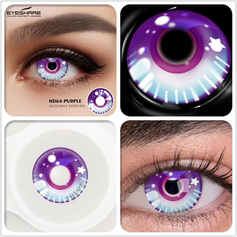 EYESHARE Cosplay Color Contact Lenses 1Pair Anime Halloween Makeup Blue Colorful Contact Lens For Eyes Colored Yearly Contacts