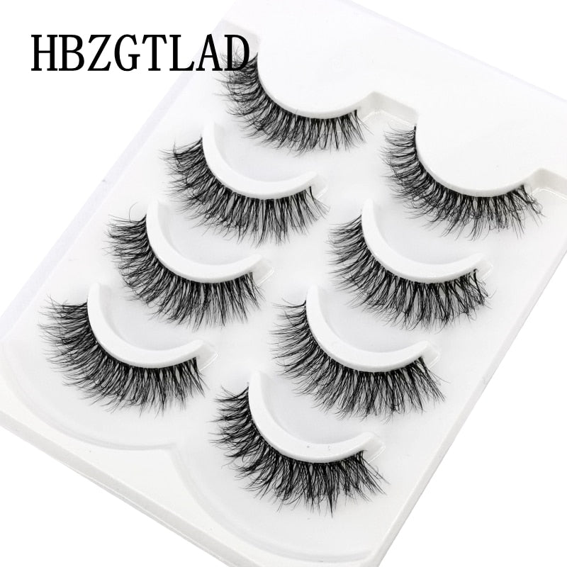 4 Pairs Transparent Stem 3D Faux Mink Lashes Natural short Full Strip Lashes Clear Band Soft Light Natural Eyelashes Extension