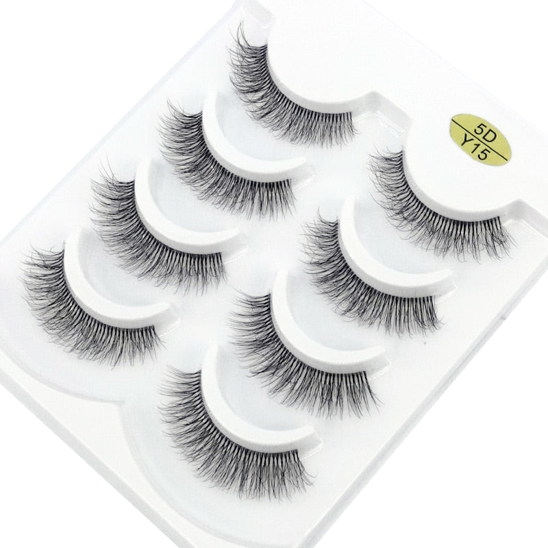 4 Pairs Transparent Stem 3D Faux Mink Lashes Natural short Full Strip Lashes Clear Band Soft Light Natural Eyelashes Extension