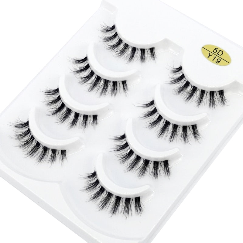 4 Pairs Transparent Stem 3D Faux Mink Lashes Natural short Full Strip Lashes Clear Band Soft Light Natural Eyelashes Extension