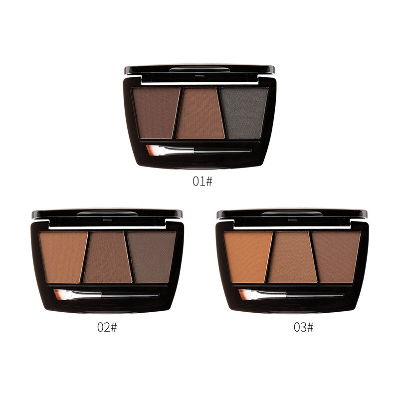 3 Colors Professional Eye Shadow Powders With Mirror Brush Eye Brow Makeup Eyebrow Powder Waterproof Eyebrow Wax Palette