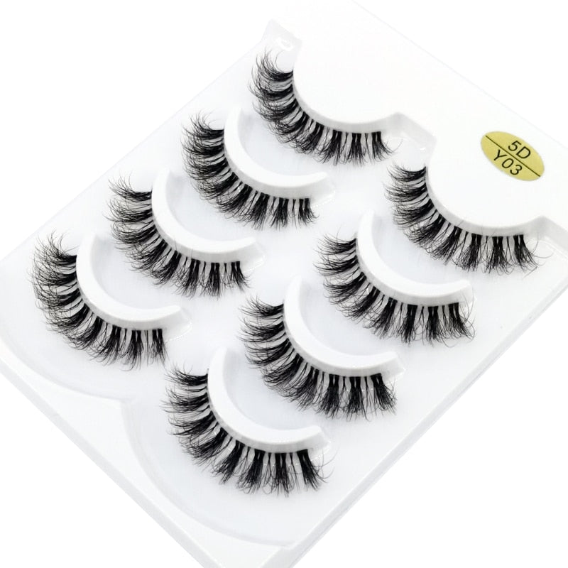 4 Pairs Transparent Stem 3D Faux Mink Lashes Natural short Full Strip Lashes Clear Band Soft Light Natural Eyelashes Extension