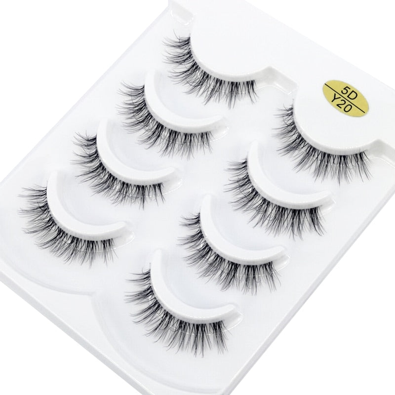 4 Pairs Transparent Stem 3D Faux Mink Lashes Natural short Full Strip Lashes Clear Band Soft Light Natural Eyelashes Extension