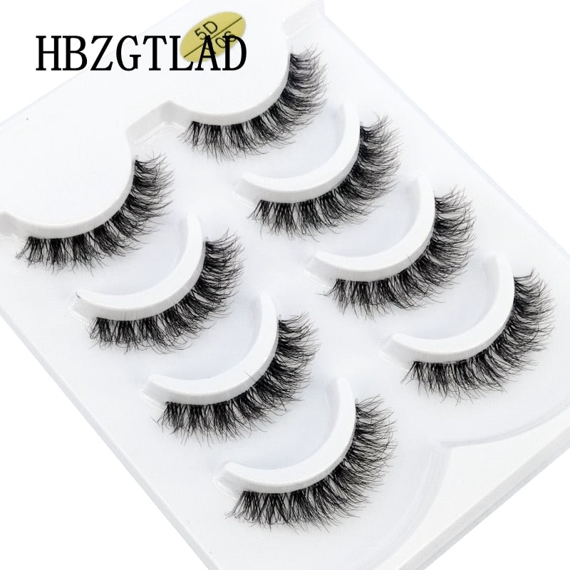 4 Pairs Transparent Stem 3D Faux Mink Lashes Natural short Full Strip Lashes Clear Band Soft Light Natural Eyelashes Extension