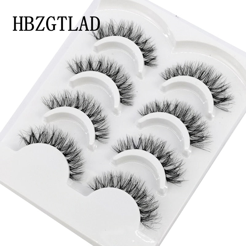 4 Pairs Transparent Stem 3D Faux Mink Lashes Natural short Full Strip Lashes Clear Band Soft Light Natural Eyelashes Extension