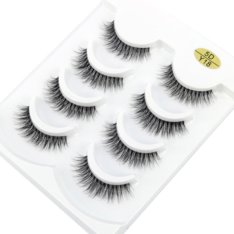 4 Pairs Transparent Stem 3D Faux Mink Lashes Natural short Full Strip Lashes Clear Band Soft Light Natural Eyelashes Extension