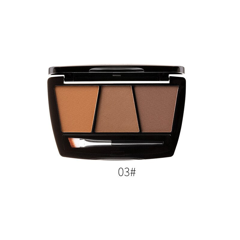 3 Colors Professional Eye Shadow Powders With Mirror Brush Eye Brow Makeup Eyebrow Powder Waterproof Eyebrow Wax Palette