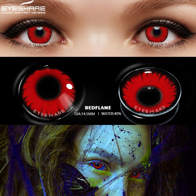 EYESHARE 2pcs Color Contact Lenses for Eyes Anime Cosplay Lenses Red Eye Contact  Beauty Makeup Yearly Pupils Halloween 14.5mm