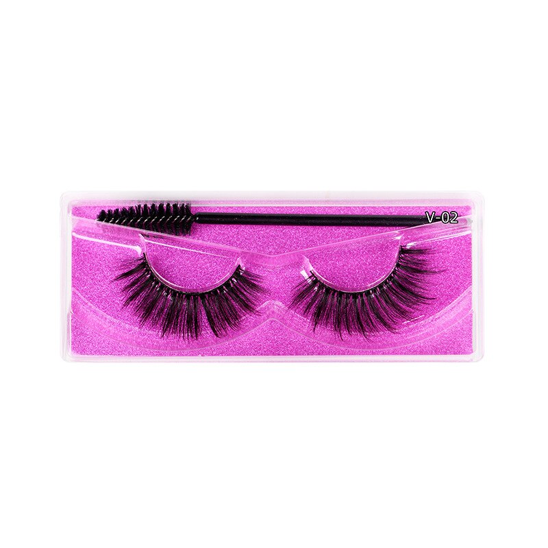 1 Pair Thick False Eyelashes with Brush Set 3D Natural Slender Eyelashes Reusable Fluffy Eye Lashes Makeup for Party