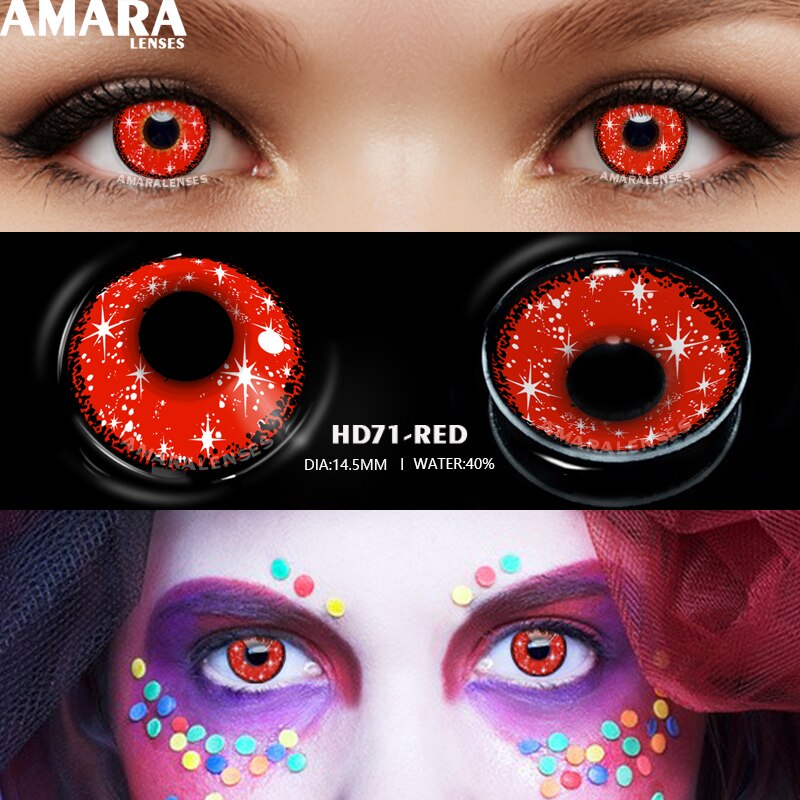 AMARA Anime Cosplay Color Contact Lenses For Eyes 2pcs Colored Lenses Blue Purple Halloween Lenses Beauty Makeup Contact Lens