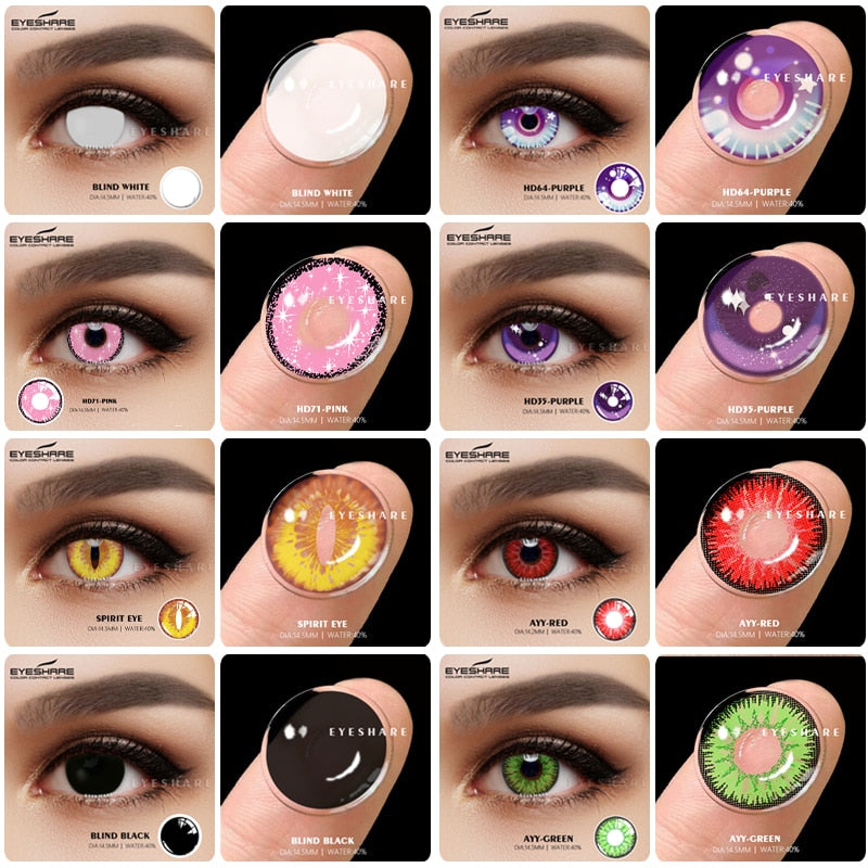 EYESHARE Cosplay Color Contact Lenses 1Pair Anime Halloween Makeup Blue Colorful Contact Lens For Eyes Colored Yearly Contacts