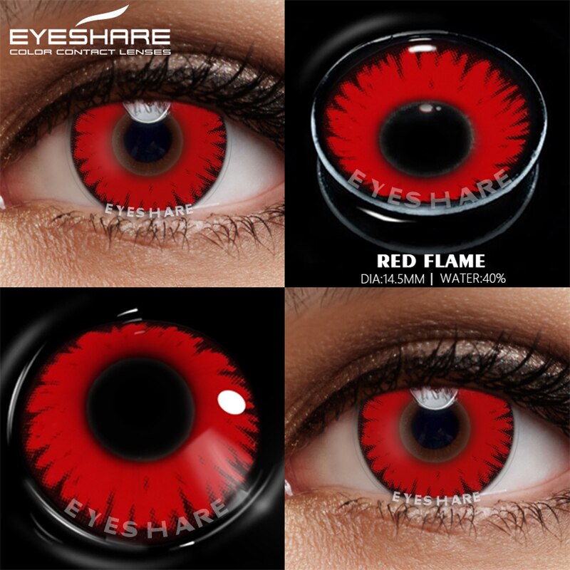 EYESHARE 2pcs Color Contact Lenses for Eyes Anime Cosplay Lenses Red Eye Contact  Beauty Makeup Yearly Pupils Halloween 14.5mm