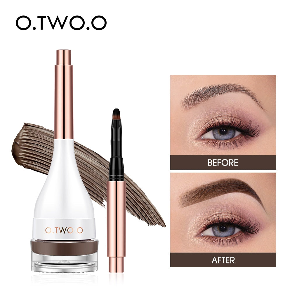 O.TWO.O Eyebrow Pomade Brow Mascara Natural Waterproof Long Lasting Creamy Texture 4 Colors Tinted Sculpted Brow Gel with Brush